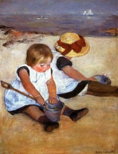 Mary Cassat- “Bambine che giocano sulla spiaggia”, 1884