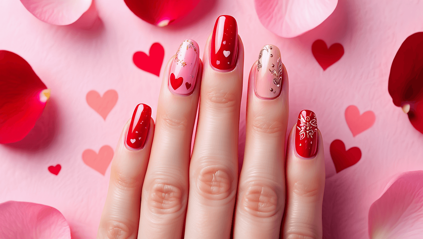 Uñas decoradas para el Día de San Valentín