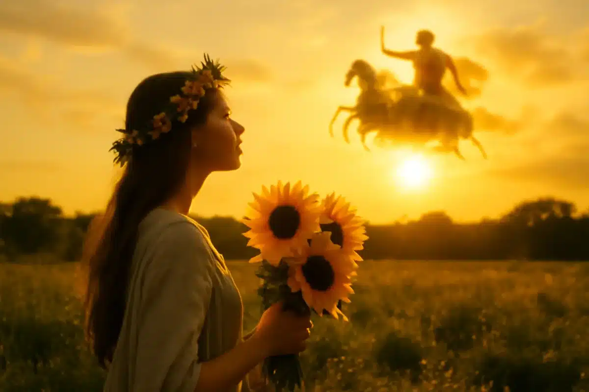 Girasoli per San Valentino — Il girasole simbolizza la lealtà e la fedeltà. Secondo una leggenda, c'era una volta una ninfa di nome Clytie , innamorata perdutamente del dio della luce Apollo . Ogni giorno lo vedeva uscire dal palazzo e