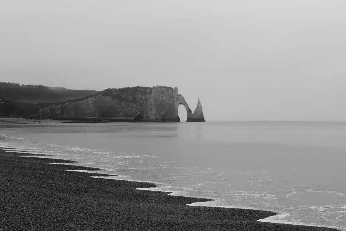 Scogliere di gesso bianco affacciate sul Mare del Nord con foreste sullo sfondo