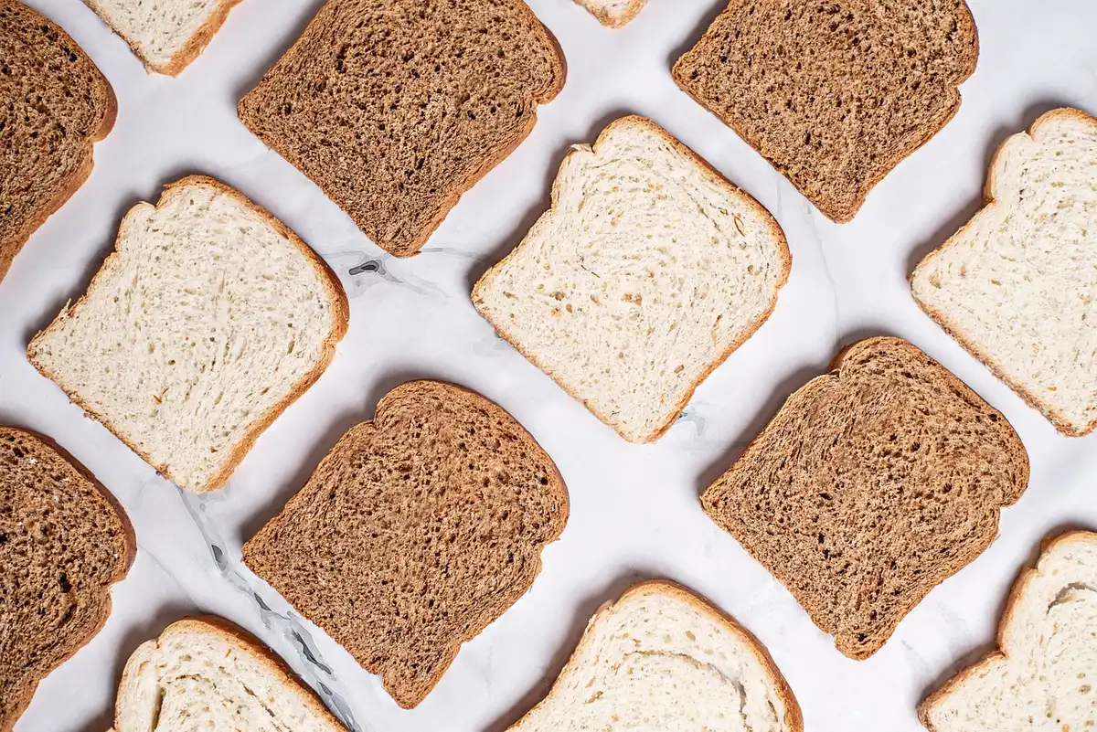 Pane artigianale e fave di cacao su un tavolo da laboratorio